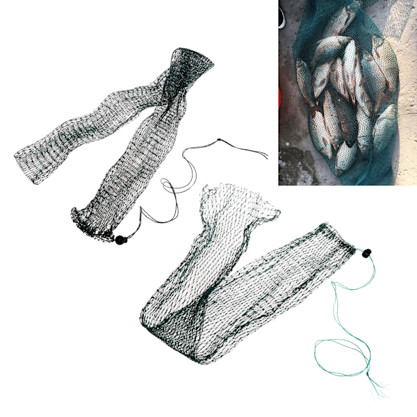 Fiskenet fælde nylon mesh støbt fiskeri tilbehør enkel belastning fisk taske tackle 1m