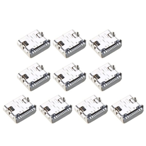10st Micro USB Power Connector Typ C Laddaruttag för Controller Connector Type B silver needle