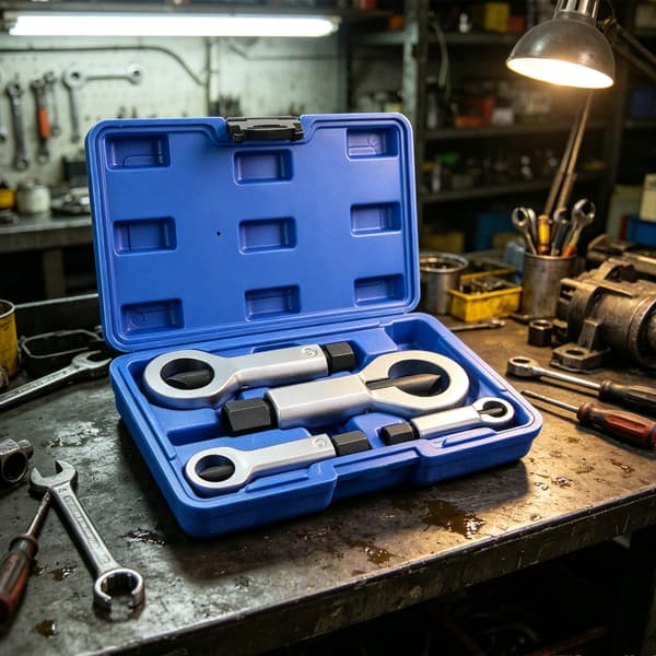 Rustsikker muttersprengersett for 9 mm til 27 mm mutter med herdet blad
