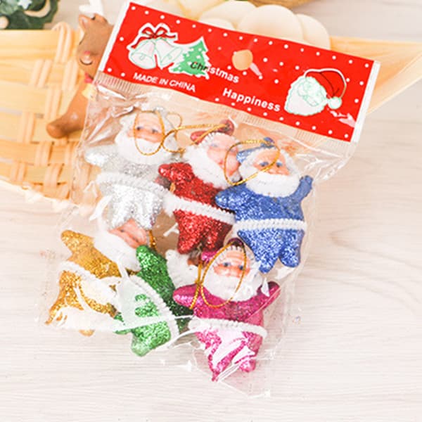 6-pack Julgransprydnader Set Liten Jultomte Figur Prydnad