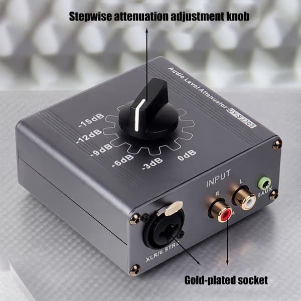 Musikdæmper Kvalitetsmetalkabinet til 3,5 mm og XLR 6,35 mm forbindelse