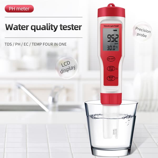 Vannkvalitetsmåler med 4-i-1 temperaturtesting for akvakultur hydroponi