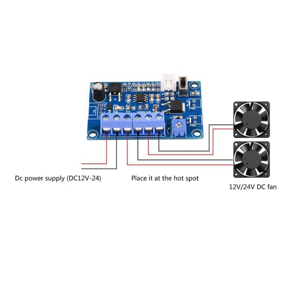 Automatisk PWM-viftehastighetskontroller med sensorisk 12V 24V for motor