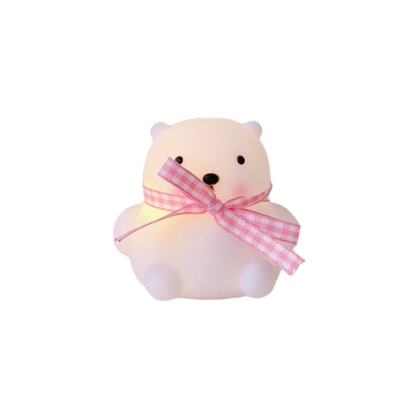 Söt björnvalp LED-nattlampa med bandbåge Tecknad barnkammare batteridriven bärbar sänglampa Barngåvor null - Mini bear pink belt
