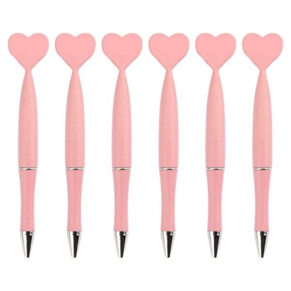 6 st journalpennor Kulspetspennor Hjärtformade skrivpennor för festkontor Pink