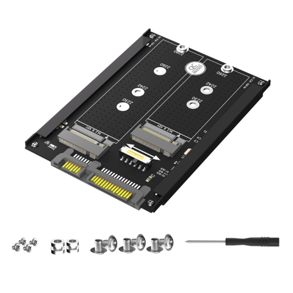 Dobbel M.2 SSD til 2,5" SATA 3.0 med rammebrakett mSATA SSD 7mm 2,5" SATA