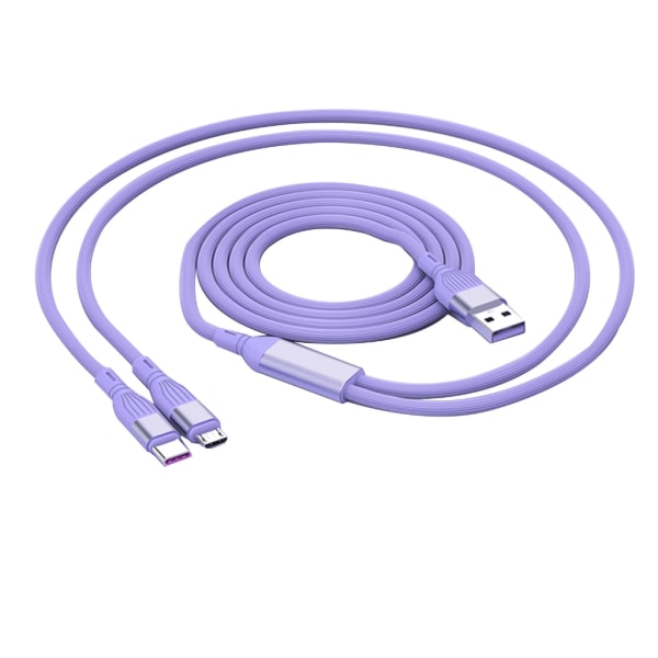 Multi USB C splitterkabel 2 i 1 snabbladdningssladd 5A med 2 typ-C MicroUSB-portar för telefoner surfplattor Purple - Android plus type c