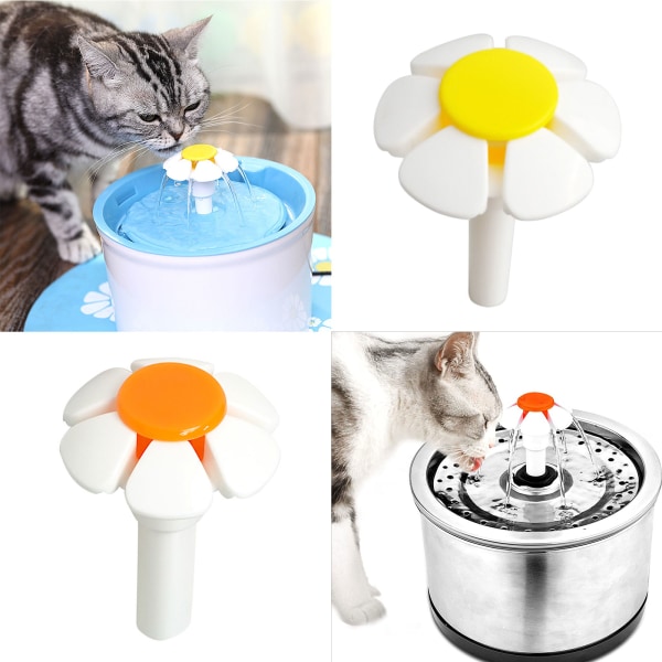 byte av fontän för katt Blommunstycke för huvud för hundar Rund kubisk topp i rostfritt stål Vattendispenser Gul Oran Orange