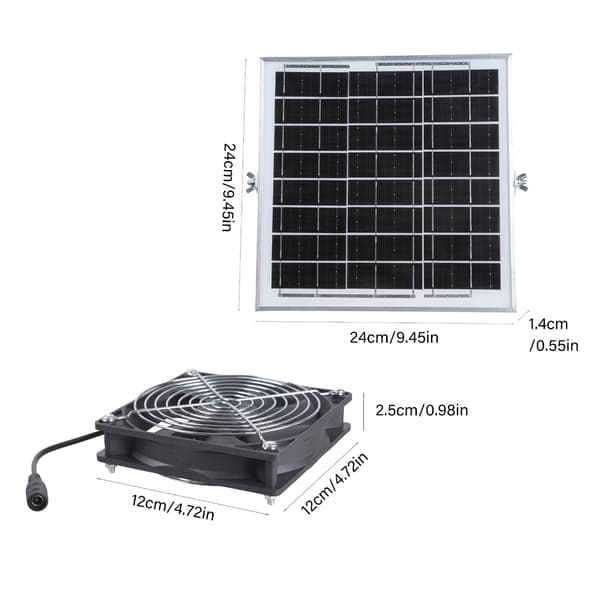 36dB Stille Solcelle Vifte 12V 8W Panel For I Drivhus Hønsehus