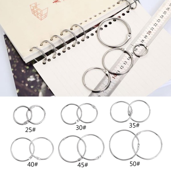 Metall Lösblad Bok Binder Hoop Ring Multifunktionell Nyckelring Circle DIY Album null - 30 25mm