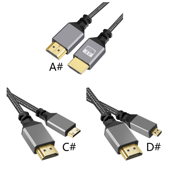 4K HDMI-kompatibel kabel Ultra High Speed ​​HDMI-kompatibel 2.1-kabel 4K 60Hz Stöd ARC eARC 1ms 12bitar null - C 2m