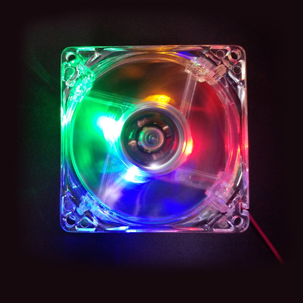1kpl 8cm kaksiaukkoinen monivärinen hiljainen LED-tietokone case PC jäähdytystuuletin 12V 4pin jäähdytystuuletin
