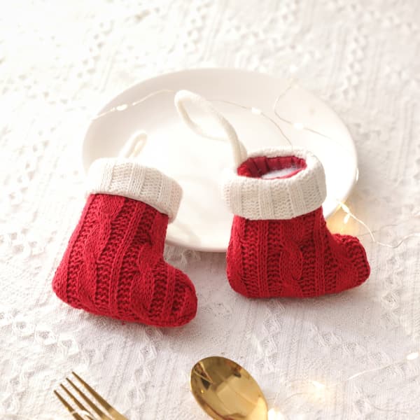 Julbordsdukning Sockstil Bestickhållare Effektiv Tygdekoration