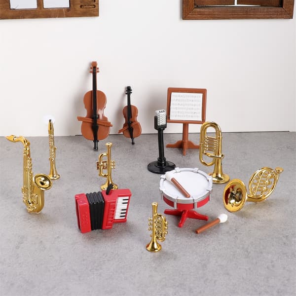Miniature Klassisk Instrument Model Figur Sæt til Dukkehus Musikrum
