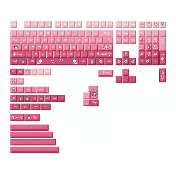 PBT Keycaps 148 Keys Cherry-Profile DYE-SUB Classic Keycaps för mekaniskt tangentbord Rosa kanin Personliga Keycaps