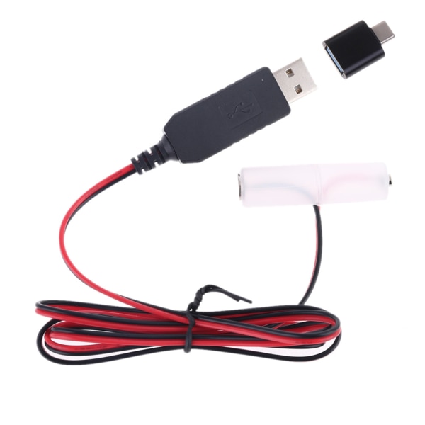 AA Dummy-batteriadapter Löstagbar USB - power Byte av 1 till 4st AA-batteri för LED-leksaksfjärrkontroller