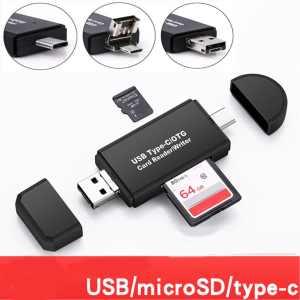 OTG Micro USB Kortläsare USB C Kortläsare Adapter 5Gbps Dataöverföring USB 3.0