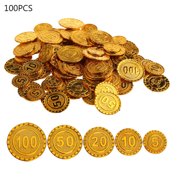 100 stk Pirates Gold Coins Forhandlingskort Spill Coin Treasure Coins Jul des
