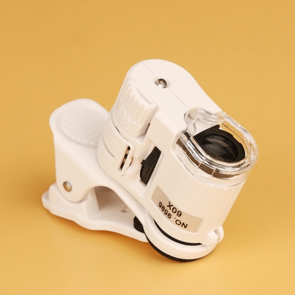 Uppgradera 60X minimobiltelefonmikroskop med UV-ljusklämma Luppmikroskopförstoringsglas för valutadetekterande ficka