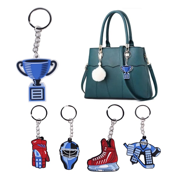 Fashion Ishockey Nøglering Taske Charm Tegneserie Vinter Sport Vedhæng Nøglering 2