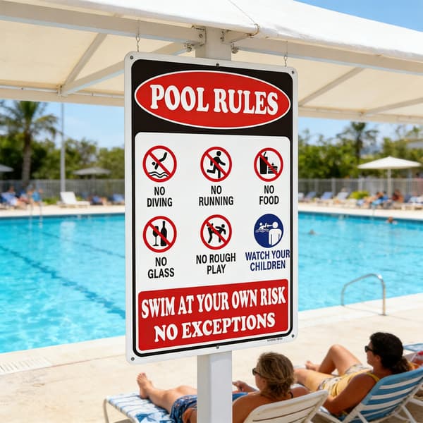 Varningsskylt för utomhuspool Säkerhetsskylt för pool