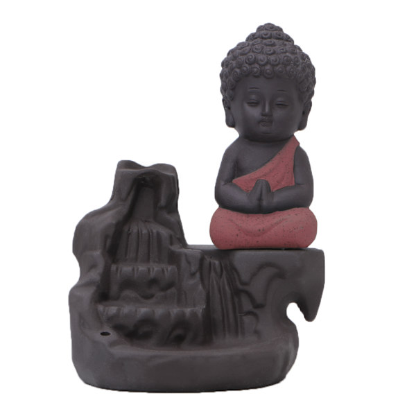 Keramisk Little Monk Smoke Backflow Cone Røgelseholder Røgelse til Brænder Decorat
