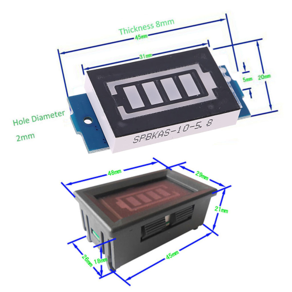 1S enkel 3,7V litiumbatterikapacitet 4,2V elfordonsbatteri Power Tester Li-ion-indikatormodul Blå display 1