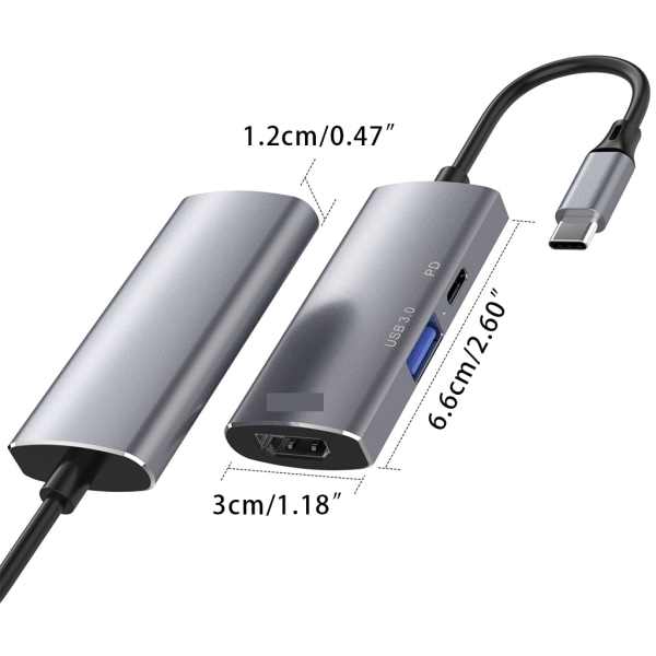 USB C Hub Dockningsstation 4K HDMI-kompatibel PD Type-C för Pro Switch HDTV