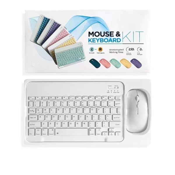 78-Key Wireless Keyboard Mouse Set for Computer Electronic Games- Office Bluetooth-compatible Keyboard Mouse Ultra-thin White