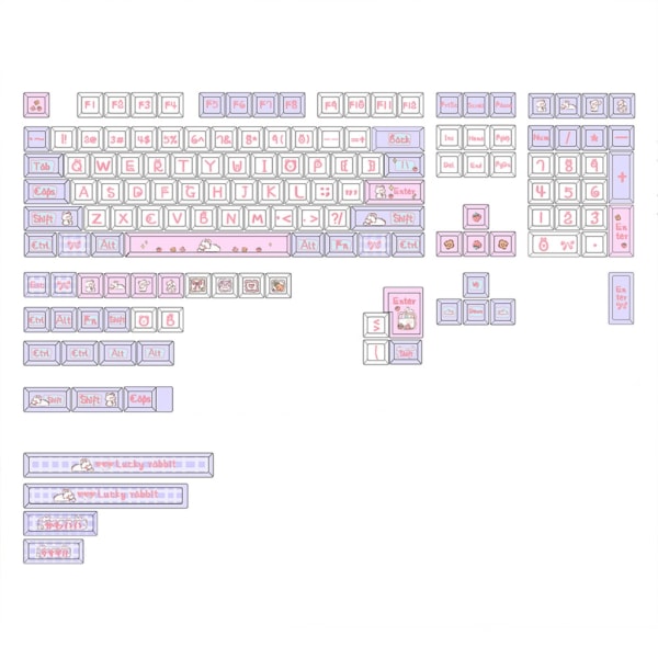 XDA-profil PBT-tangentkapslar 144 nycklar/ set för MX-switchar Milk Rabbit White Keycaps för mekaniskt tangentbord DIY-byte