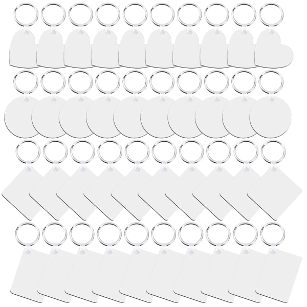 Firkantede/runde/hjerteformede hardboard nøgleringe Blank rektangel nøgleringe Sublimation Heat Transfer nøgleringe