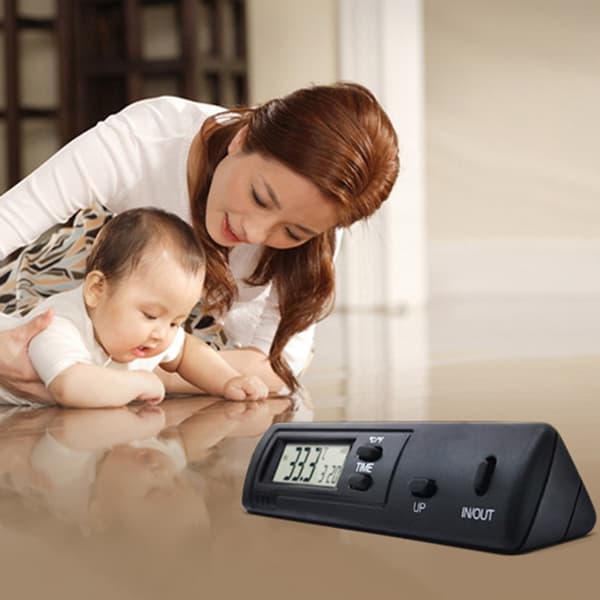 Biltermometer Display Elektronisk Ur Mini Temperaturmåler LCD Baggrundsbelysning
