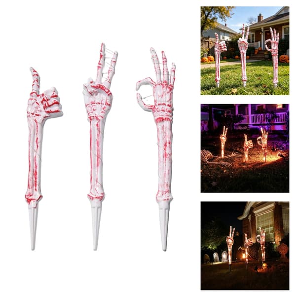 Halloween Havepynt Lysende Plastik Skelet Håndpæle Til Haven