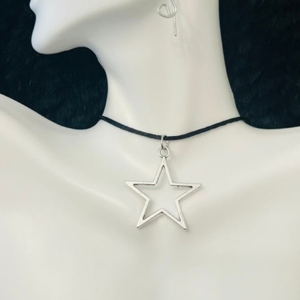 Unik stjärnformad hängsmycke Y2K-stil Hollow Star Choker för män Kvinnor Nyckelbenskedja iögonfallande prydnad Tjej
