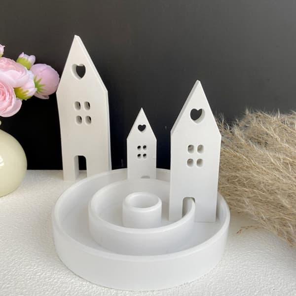 3 Stykker Hus Duftlys Form DIY Epoxy Resin Former Hus Silikoneform