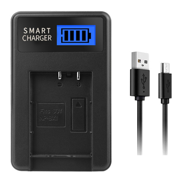 USB-batterioplader til Cyber ​​shot DSCRX100/DSCRX100II,/DSCRX100III/DSCHX90V/DSCWX350 Kameraer Batteri Nem at bruge