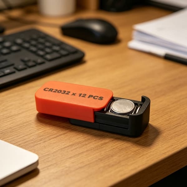 CR2032 12-slots batterikasse til opbevaring og sortering af reservebatterier