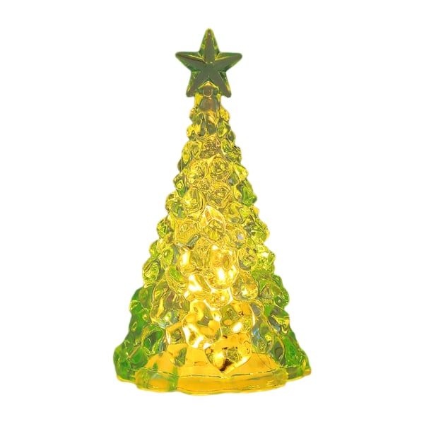 Lysande Kristall Julgransprydnad LED Elektronisk Kristall Festträd Nattlampor Bordsskiva Hemdekorationer Green yellow light