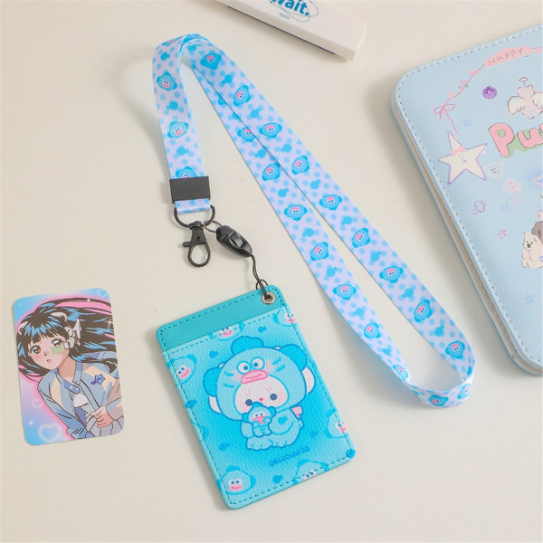 Bärbar korthållare Lanyard Neck Card organiserat för resor och shopping Purple