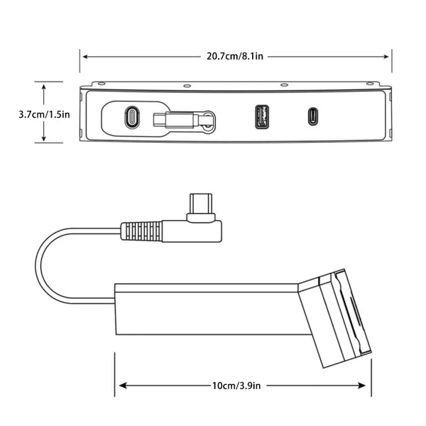 Bilhandskfack USB nav kompatibel för Model 3 Center Console 80W PD Typ C Splitter Dockningsstation Snabbladdningsadapter