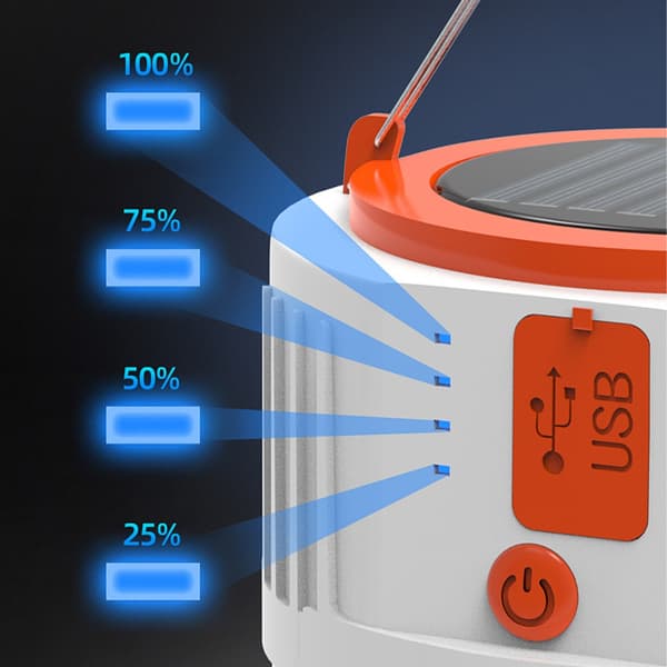 Solar USB Nødlys med Strømindikator 3.7-4.2V for Innendørs og Utendørs