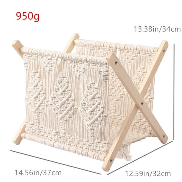 Makramee-lehtiteline Boho-lehtiteline Säilytysteline Sanomalehdille