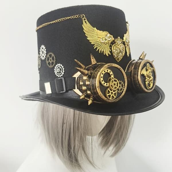 Gothic Flosshatt Hjerte Vinge Design Briller Hatt Hodeplagg Kostyme Tilbehør