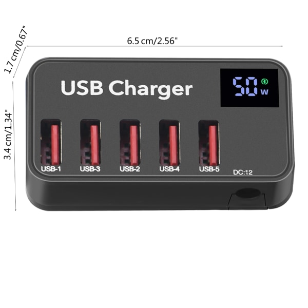 5 portar 50W USB PD Quick Charge Mini USB Charger Hub Snabbladdningsstation med LED för mobiltelefon Tablet PC Universal null - AU