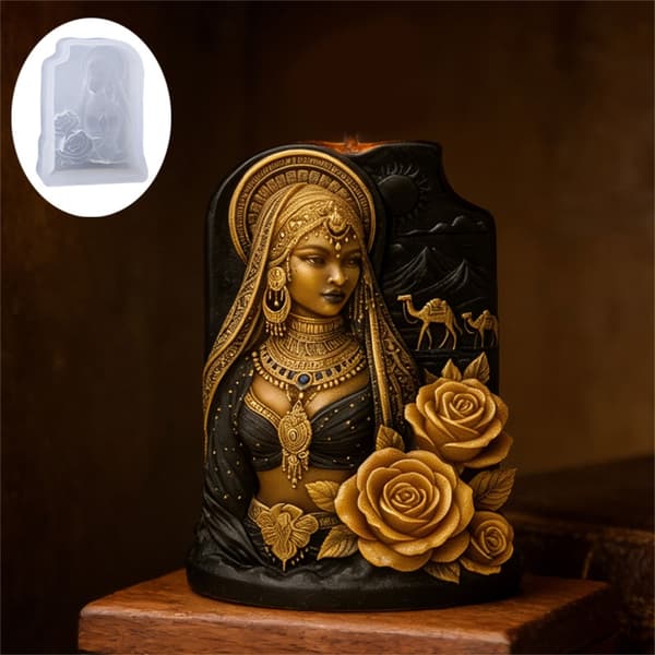 Arabisk Dame Lys Silikoneform Rose Dame Silikoneforme Til Harpiks Kunst