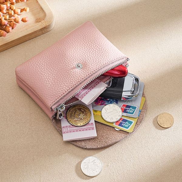 Mode läderkort Hållare Plånbok Byte Pocket Myntväska för män kvinnor Red Double layer