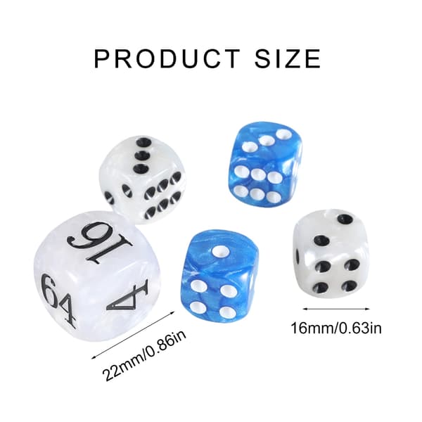 Akryl Backgammon Perler Terninger Sett 22mm Doblingskube og Fire 16mm Terninger Sett