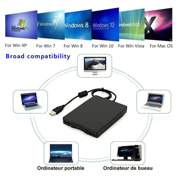 USB mobil diskettenhet 1,44 MB Bärbar 3,5 tum extern diskett FDD