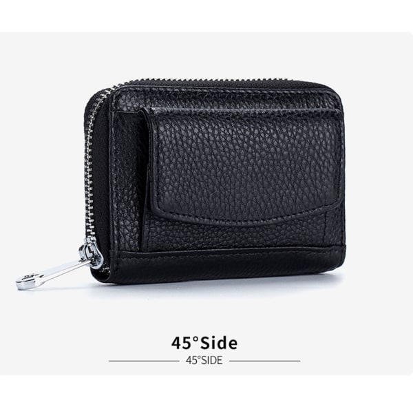 Nahkainen luottokorttikotelo lompakko naisille RFID-esto kolikkopussi Rahapussi Black