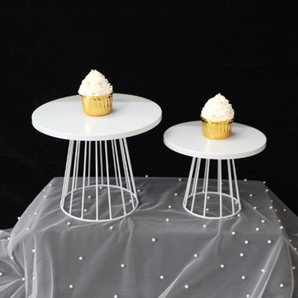 Metall tårtställ bröllopsdessert displayställ Cupcake piedestal brickhållare för baby shower födelsedagsfest dekoration White 20CM